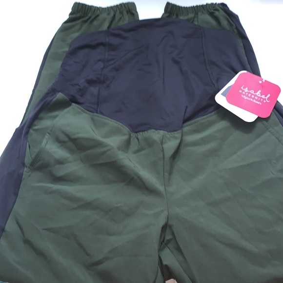 Isabel Maternity by Ingrid & Isabel Crossover Panel Joggers Pants- Green - Picture 5 of 12